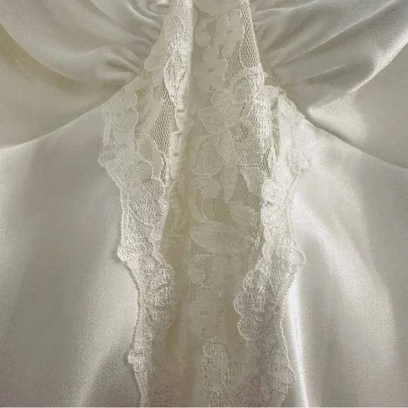 Vintage 1980’s Val Mode Lingerie Ivory White Lace Slip with Rose, Women Size XL - Picture 4 of 15